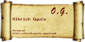 Olbrich Gyula névjegykártya